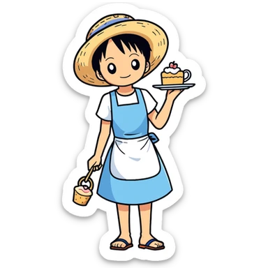 Luffy from one piece but it’s Alice in wonderland  sticker