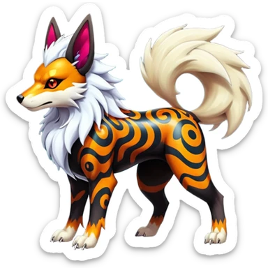 Shiny Gothic Exotic Punk’ish Cool Colorful Epic Futuristic Houndoom-Arcanine-Zorua-Torracat-Pokémon-Fakémon-hybrid-creature sticker