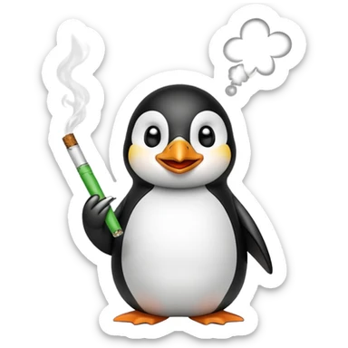 A penguin smoking weed sticker