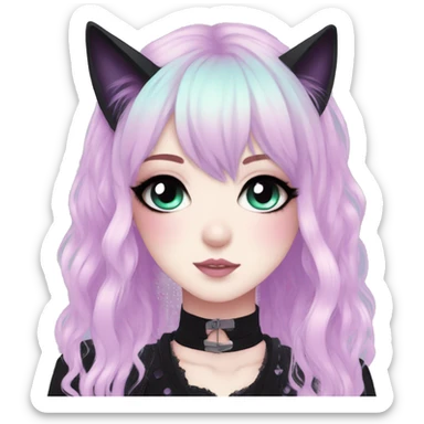 Gorgeous Cute Gothic Edgy Pastel Gradient Beautiful Anime Emo CatLady sticker