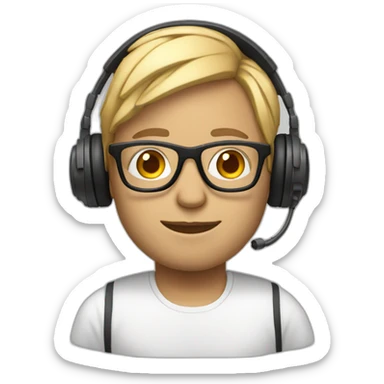 True software engineer white skin with glasses with headphones sticker