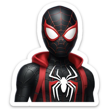 miles morales with spiderman mask sticker