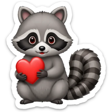 Raccoon with a heart  sticker