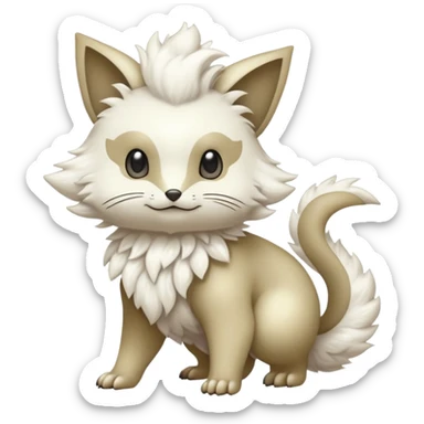 White fluffy romantic vintage antique divine beautiful elegant pretty precious cute young youthful  Fakémon-Pokémon-hybrid-creature sticker