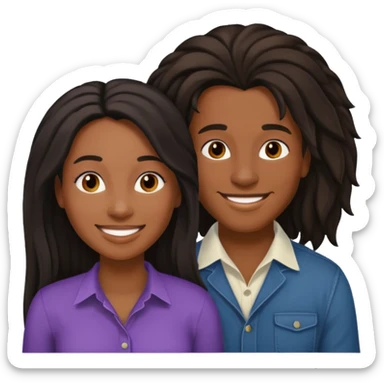 Black lesbian couple with one masculine and one feminine with long hair  sticker