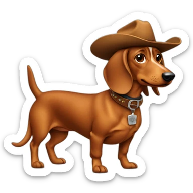 cowboy wiener dog sticker