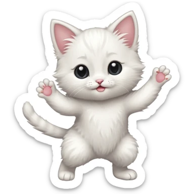 White dancing kitten  sticker
