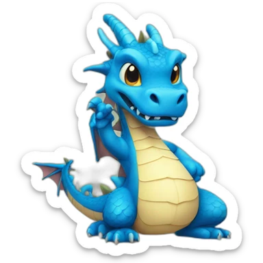 Blue dragon saying hello sticker