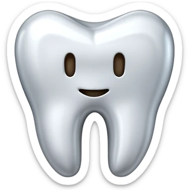 human tooth emoji, smooth chrome ceramic-metal texture, clean medical luxury aesthetic, isolated on white, no face sticker