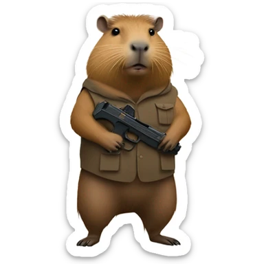 capybara holding a gun sticker