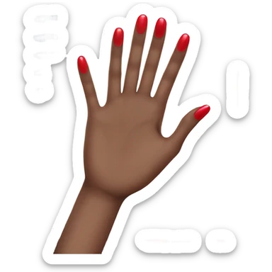 a hand with a red manicure on five fingers lies on top of a dark blue diary sticker