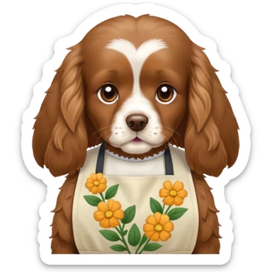 brown cocker spaniel with florist apron sticker
