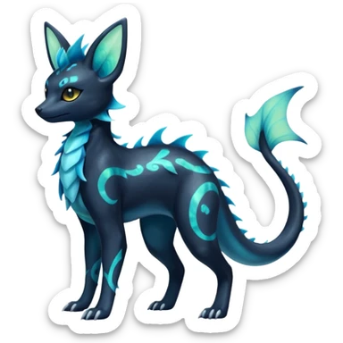 Shiny Aural Iridescent Fluorescent Bioluminescent Umbreon-Amaura-Salandit-Vaporeon-Fakémon-fusion (full body) sticker