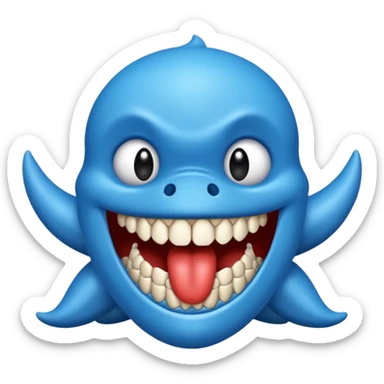 Un mostro blu con una bocca gdande e denti appuntiti sticker
