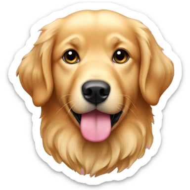 Golden retriever with a pink  ྀིྀི sticker