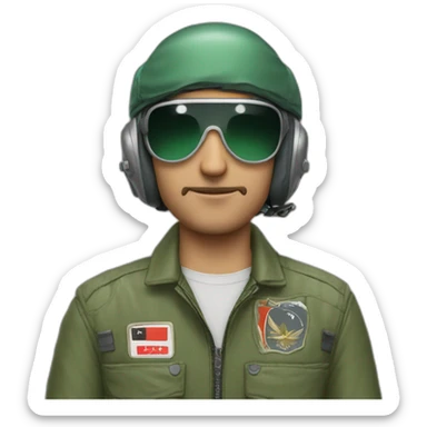 Turkish male fighter pilot with blond green overalls and Ray Ban glasses sticker