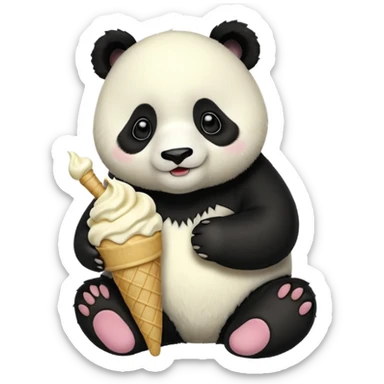 Panda eating ice cream sticker