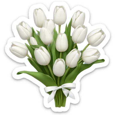 white tulip bouquet  with a white bow sticker