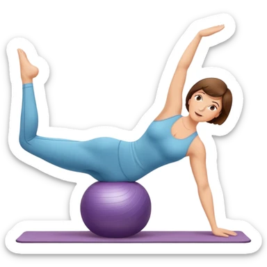 Pretty, sexy, mature, slightly curvy white Woman with short brown hair doing Pilates exercises  sticker