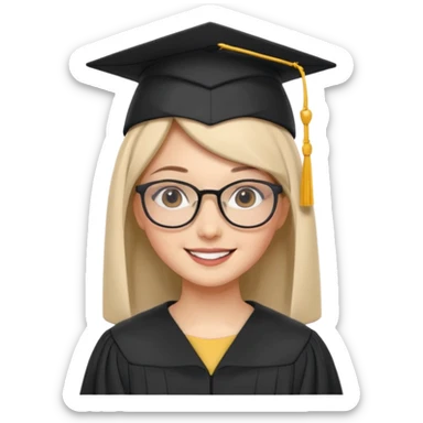 adorable white woman with hijab, glasses, and graduation cap sticker