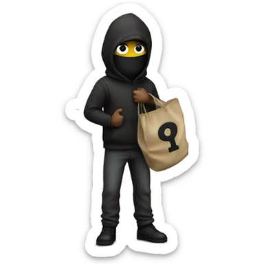 thief with a bag of money behind his back sticker