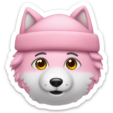 Pink snowman with wolf sticker