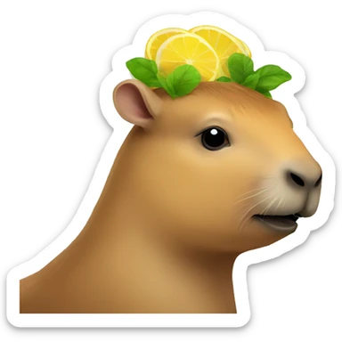 Capybara with yuzu on its head sticker