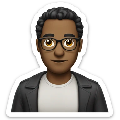 Figure an ugly man with black hair and glasses sticker