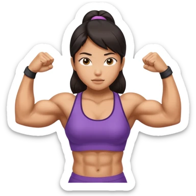 asian girl flexing extremely muscular body sticker