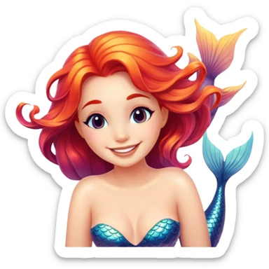 smiling mermaid at sunset sticker