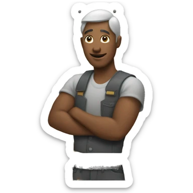 Man building a fence sticker