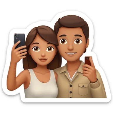 Couple Selfie + phone + sunset sticker