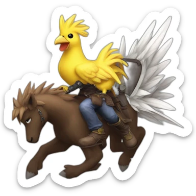 Cloud strife mounting a chocobo sticker