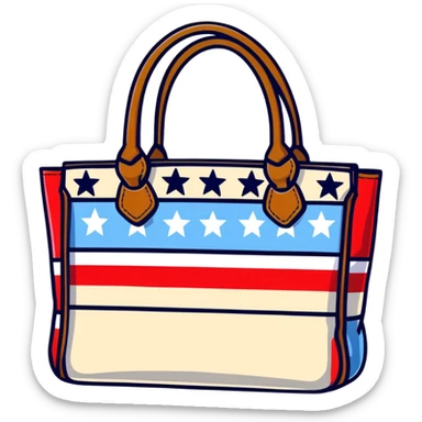 patriotic American handbag with stars and stripes sticker