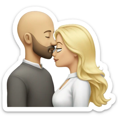 Bald man with beard  kissing blonde woman sticker
