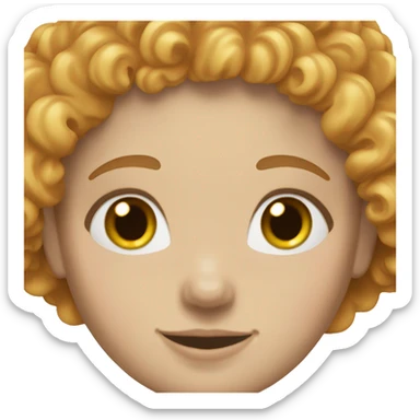 White a girl with curly strawberry blond hair, size 10 and happy sticker