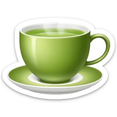 Green tea cup with steam, known for anti-inflammatory effects sticker