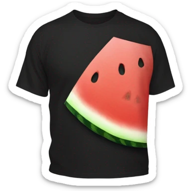 Black Tshirt with an image of one slice of watermelon in the middle of the Tshirt sticker