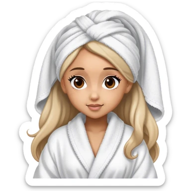 ariana grande in bath robe with hair towel sticker