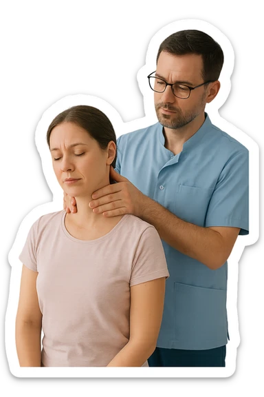 Donna dall'osteopata per il suo problema alla cervicale sticker