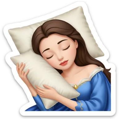 sleeping beauty brunette white girl with a silk pillow sticker