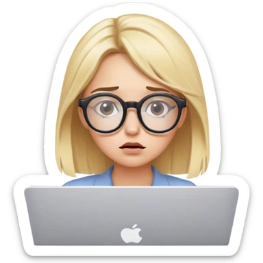 blonde girl big glasses working from home too much work sticker