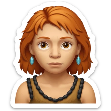 Neanderthal woman with ginger hair sticker