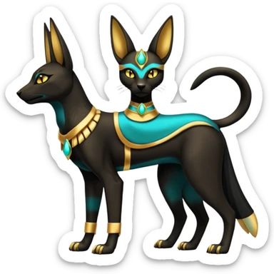 Anubis-Umbreon-Bastet-Fakémon-hybrid-creature (full body)  sticker