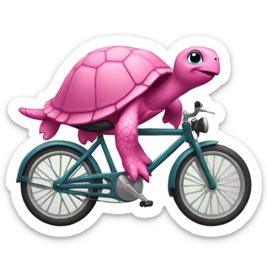 A pink turtle on a bike sticker