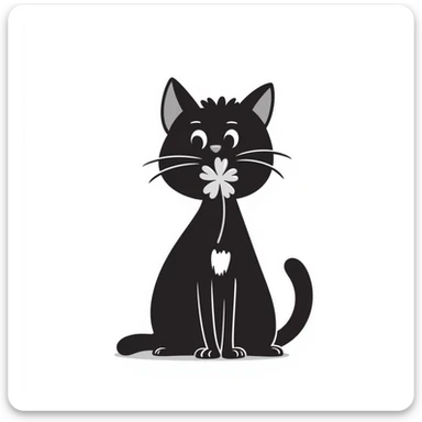 hand drawn doodle style cat with clover sticker