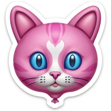 Make a pink cat with a balloon head, no the head is a balloon with the details of the cat head on the balloon head sticker