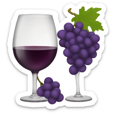 wine glass with grapes sticker
