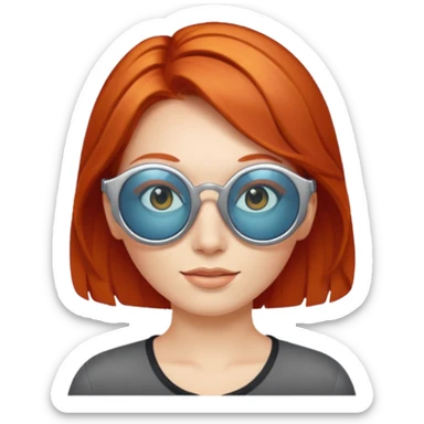 simple redhead face with solar glasses sticker
