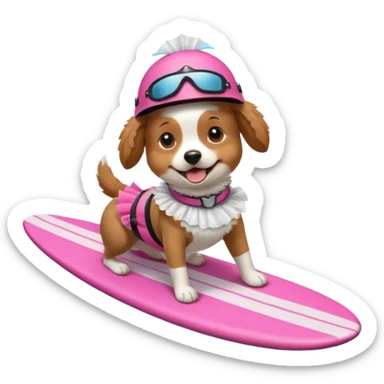 Dog surfing wearing a tutu with a helmet  sticker